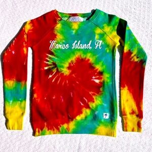 POP SURF MARCO ISLAND FL RAINBOW TIE DYE SWEATSHIRT